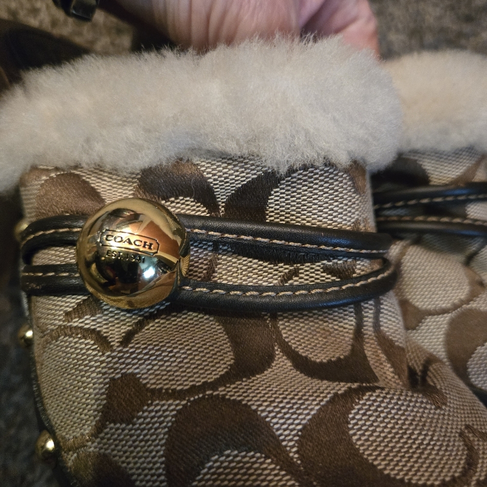 Coach Ivanka wood & faux fur clog sz6 1/2M - Picture 12 of 15